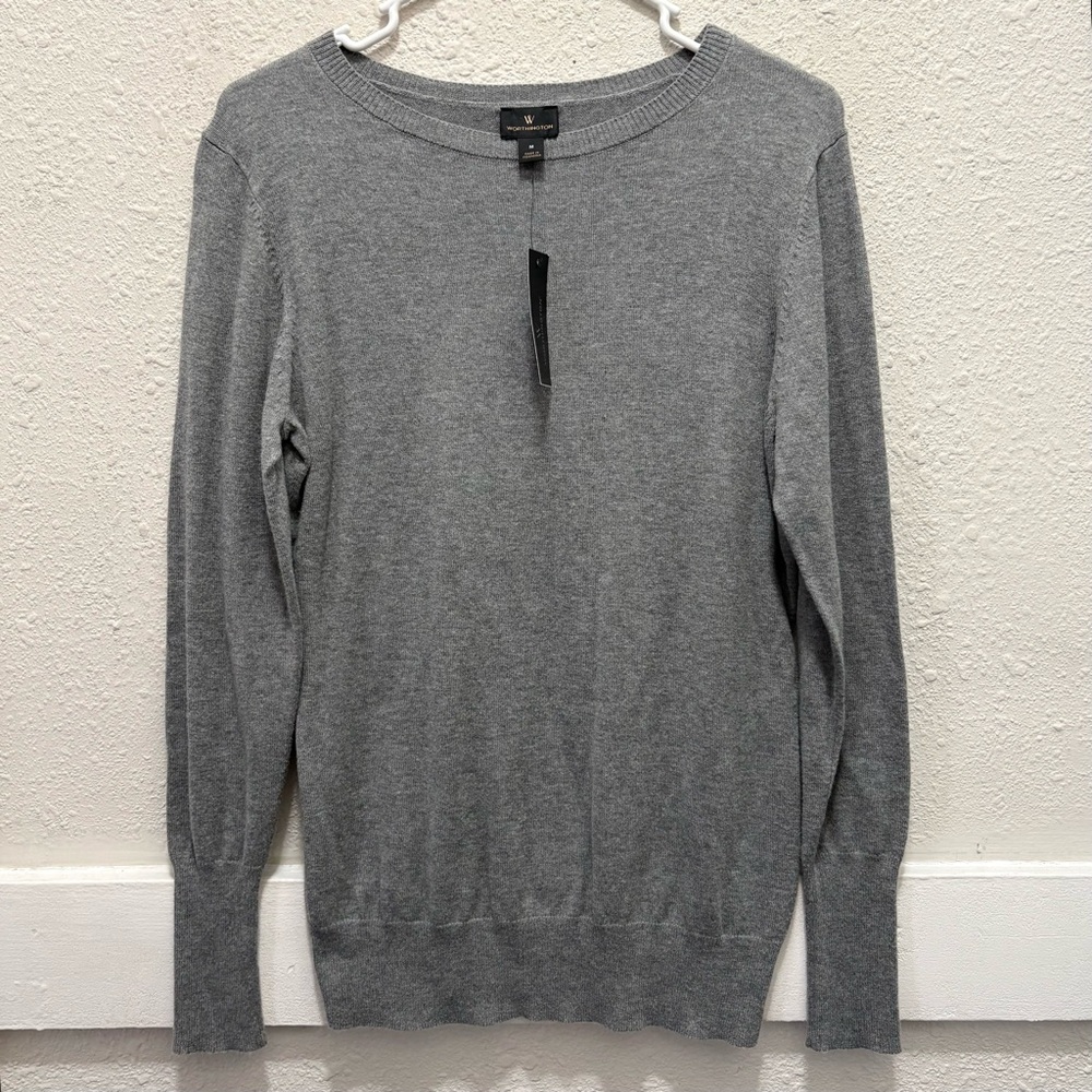 Worthington Women's Grey Crew Neck Sweater Size M NWT